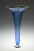 blue with yellow trim glass vase