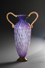purple glass vase with handles